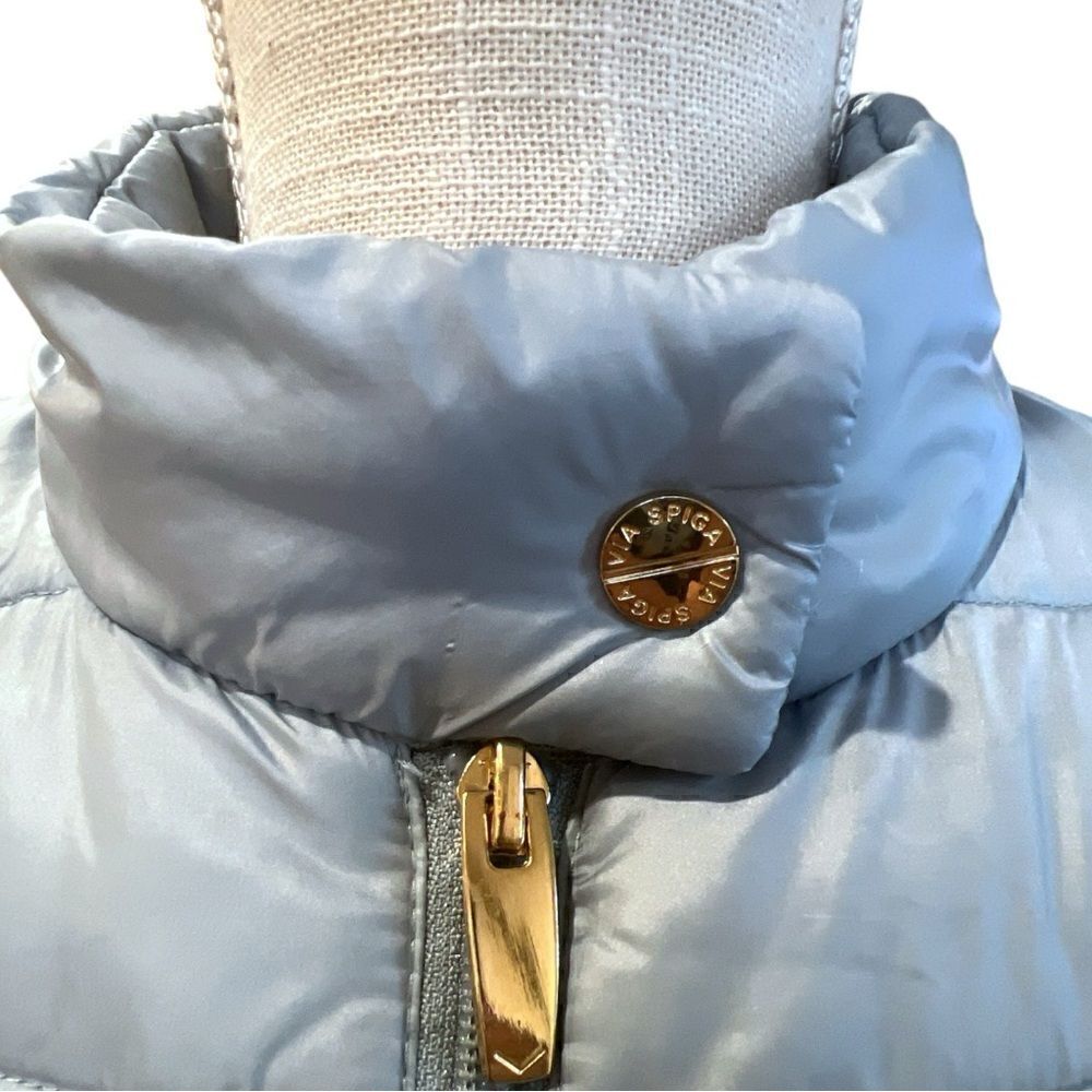 Via Spiga Ice Blue Smocked Quilted Puffer Jacket Size S - Picture 5 of 12